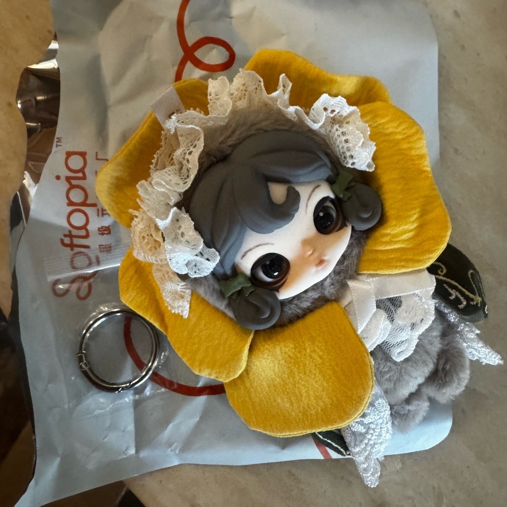 Cute Doll Keychain with Yellow Flower Hat VIORA brand Osmanthus Fragrans